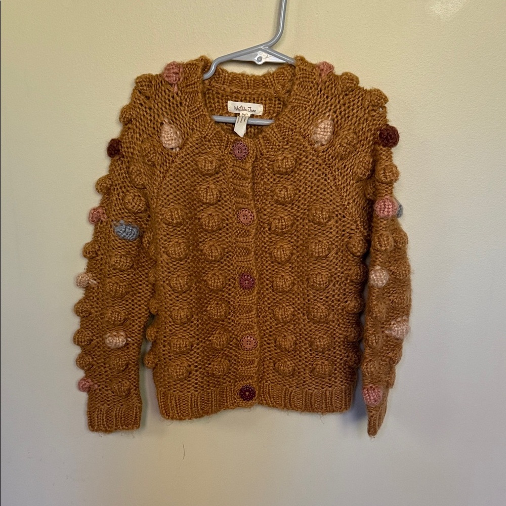 Matilda Jane Girls Sz 4 EUC Sweater with Multicolor Bobbles